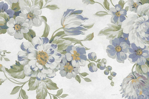 Antique Flowers Light Crop Black Ornate Wood Framed Art Print with Double Matting by Nai, Danhui