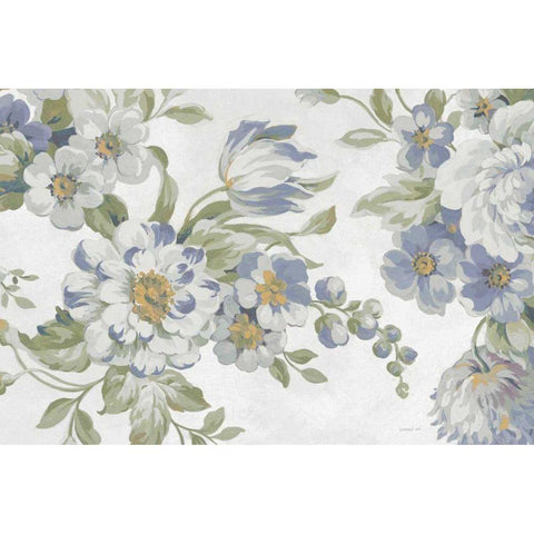 Antique Flowers Light Crop Black Modern Wood Framed Art Print by Nai, Danhui