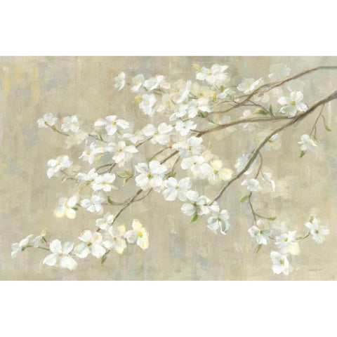 Dogwood in Spring Neutral Crop Gold Ornate Wood Framed Art Print with Double Matting by Nai, Danhui