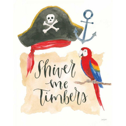 Pirates III on White Black Modern Wood Framed Art Print with Double Matting by Jackson, Jenaya