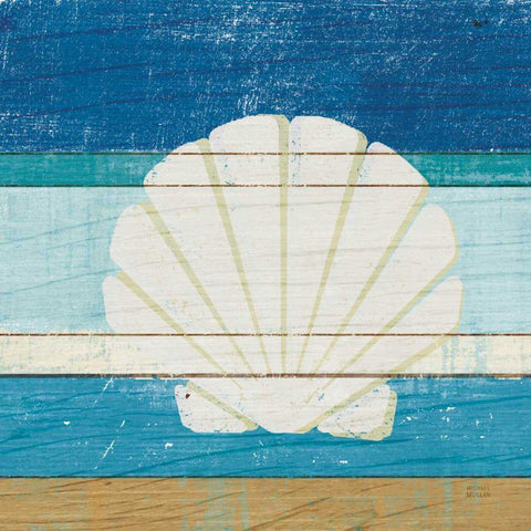 Beachscape Shell v2 Gold Ornate Wood Framed Art Print with Double Matting by Mullan, Michael