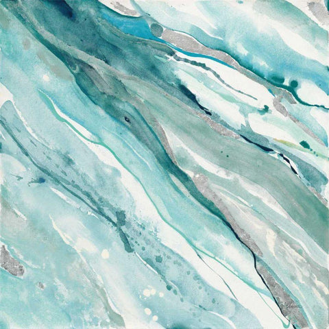 Silver Springs II Blue Green White Modern Wood Framed Art Print by Hristova, Albena