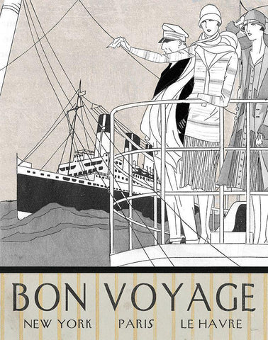 Bon Voyage White Modern Wood Framed Art Print with Double Matting by Schlabach, Sue