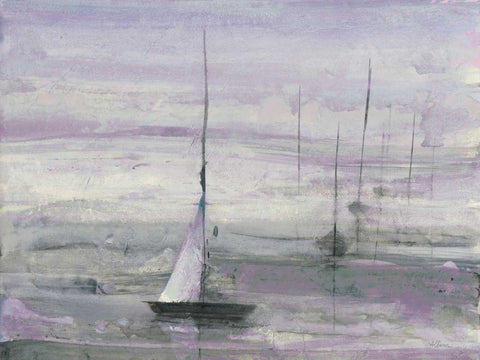 Ice Sailing Purple Crop White Modern Wood Framed Art Print with Double Matting by Hristova, Albena