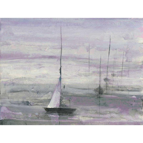 Ice Sailing Purple Crop Black Modern Wood Framed Art Print with Double Matting by Hristova, Albena