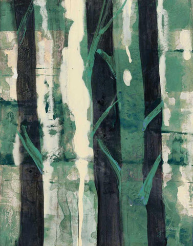 Deep Woods II Emerald Crop White Modern Wood Framed Art Print with Double Matting by Hristova, Albena