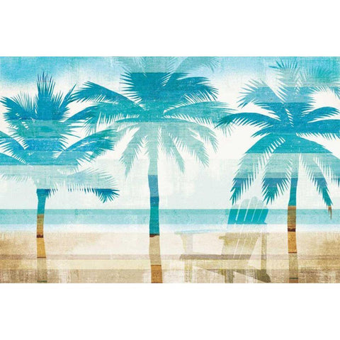 Beachscape Palms with chair Gold Ornate Wood Framed Art Print with Double Matting by Mullan, Michael