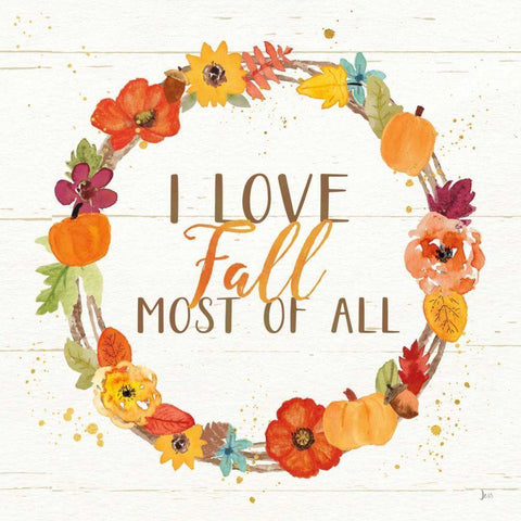 Harvest Wishes I on Wood Gold Ornate Wood Framed Art Print with Double Matting by Aiken, Jess