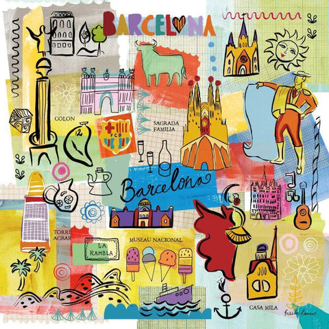 Global Travel IX Black Modern Wood Framed Art Print with Double Matting by Zaman, Farida