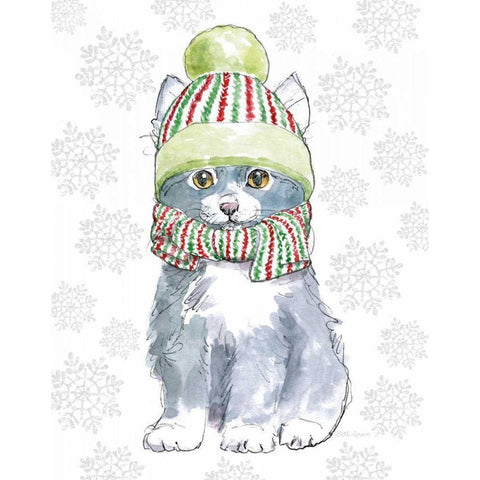 Christmas Kitties II Snowflakes v2 Black Modern Wood Framed Art Print by Grove, Beth