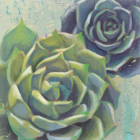 Succulents I Crop White Modern Wood Framed Art Print by Wellington Studio