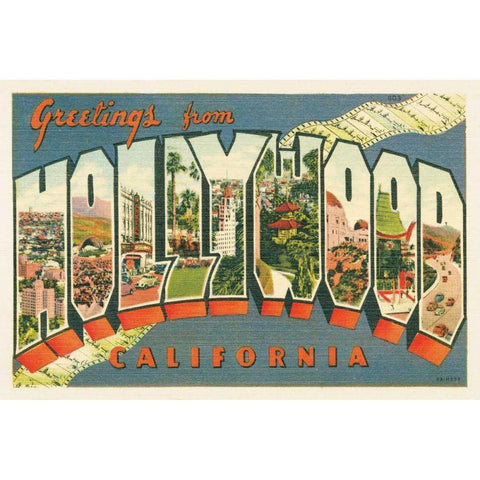 Greetings from Hollywood v2 White Modern Wood Framed Art Print by Wild Apple Portfolio