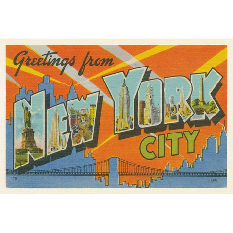 Greetings from New York White Modern Wood Framed Art Print by Wild Apple Portfolio