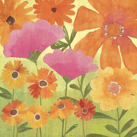 Spring Fling I Black Ornate Wood Framed Art Print with Double Matting by Charron, Veronique