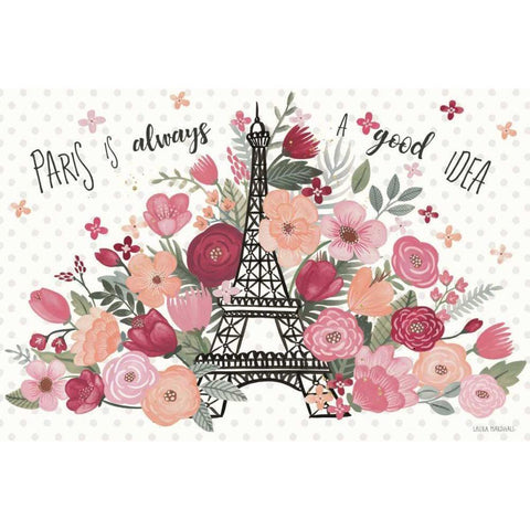 Paris is Blooming I Black Modern Wood Framed Art Print with Double Matting by Marshall, Laura
