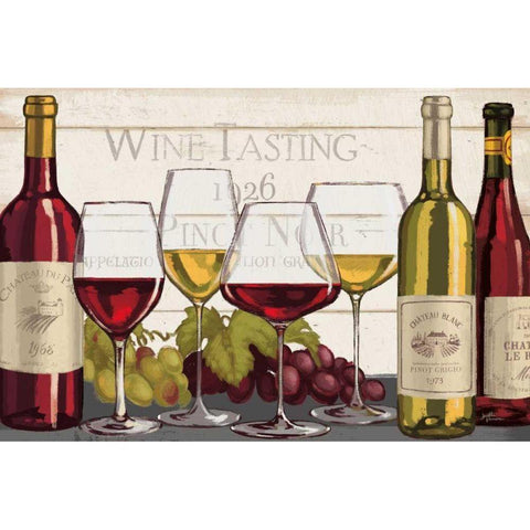 Wine Tasting I Black Modern Wood Framed Art Print with Double Matting by Penner, Janelle