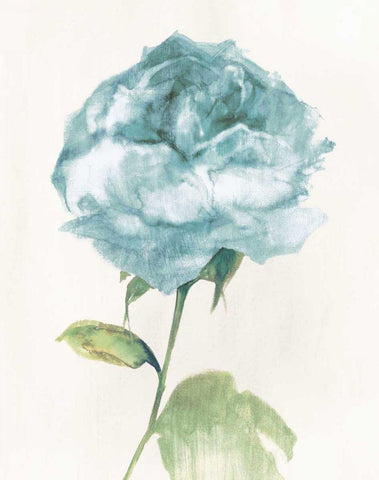 Antique Floral on Cream II Blue Black Ornate Wood Framed Art Print with Double Matting by Wild Apple Portfolio