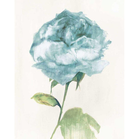 Antique Floral on Cream II Blue Black Modern Wood Framed Art Print by Wild Apple Portfolio