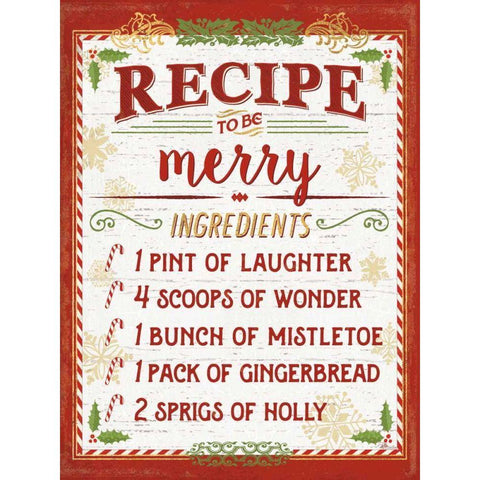 Holiday Recipe IV Script Black Modern Wood Framed Art Print with Double Matting by Pela Studio