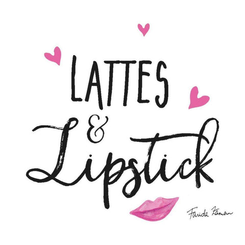 Lattes and Lipstick White Modern Wood Framed Art Print by Zaman, Farida