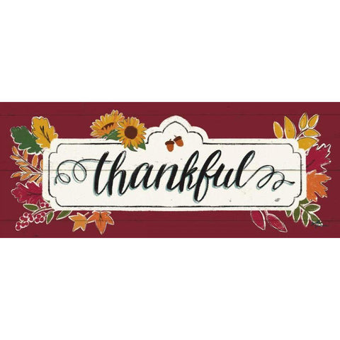 Thankful IV Red Gold Ornate Wood Framed Art Print with Double Matting by Penner, Janelle