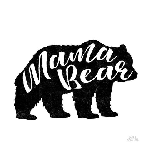 Mama Bear Black Ornate Wood Framed Art Print with Double Matting by Marshall, Laura