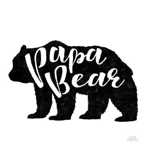 Papa Bear Black Modern Wood Framed Art Print with Double Matting by Marshall, Laura