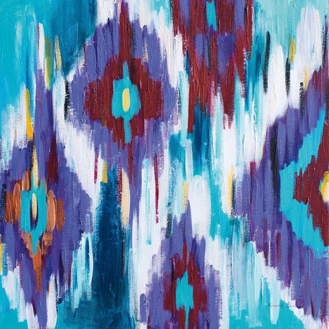 Ikat Jewel II White Modern Wood Framed Art Print by Zaman, Farida