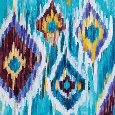 Ikat Jewel III White Modern Wood Framed Art Print with Double Matting by Zaman, Farida