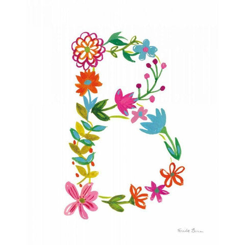 Floral Alphabet Letter II White Modern Wood Framed Art Print by Zaman, Farida