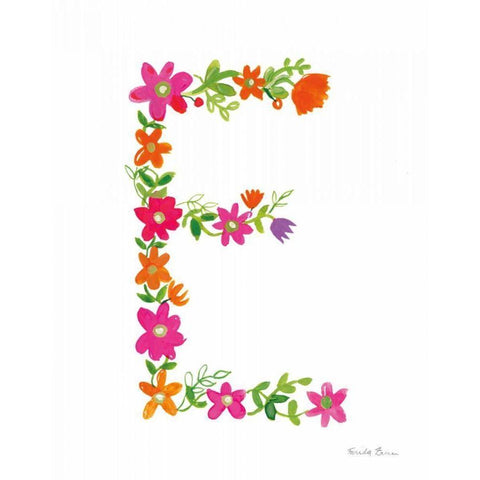 Floral Alphabet Letter V Black Modern Wood Framed Art Print by Zaman, Farida