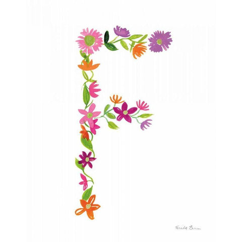 Floral Alphabet Letter VI White Modern Wood Framed Art Print by Zaman, Farida