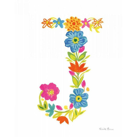 Floral Alphabet Letter X White Modern Wood Framed Art Print by Zaman, Farida