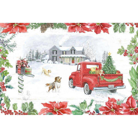 Farmhouse Holidays II Gold Ornate Wood Framed Art Print with Double Matting by Grove, Beth