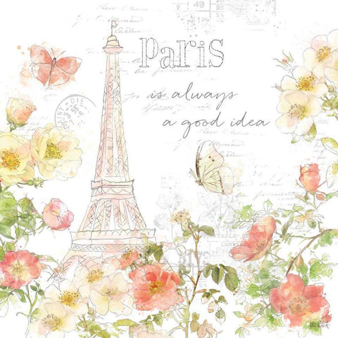 Painting Paris III White Modern Wood Framed Art Print with Double Matting by Pertiet, Katie