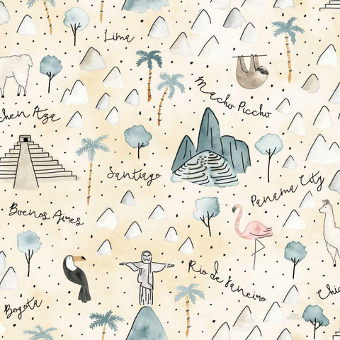 World Traveler Pattern V White Modern Wood Framed Art Print by Marshall, Laura