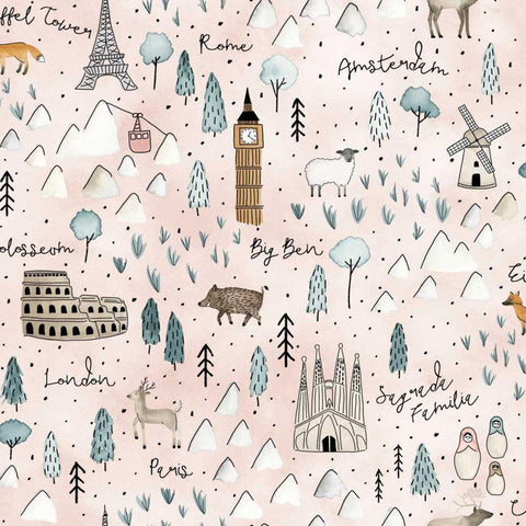 World Traveler Pattern VII White Modern Wood Framed Art Print with Double Matting by Marshall, Laura