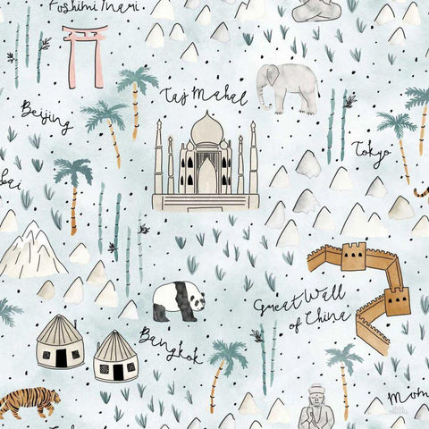 World Traveler Pattern IX White Modern Wood Framed Art Print by Marshall, Laura