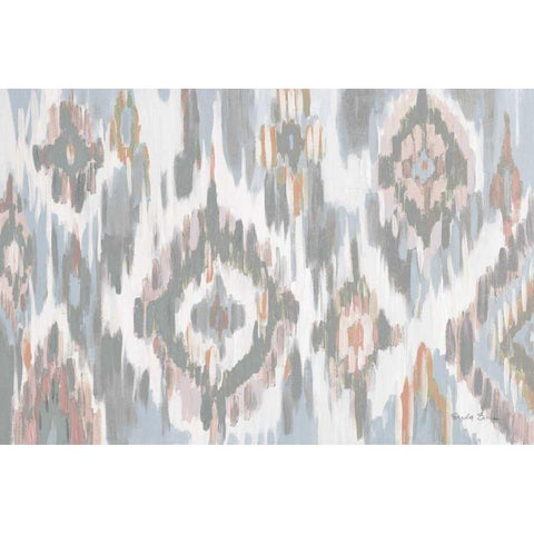 Ikat Jewel I blush grey Gold Ornate Wood Framed Art Print with Double Matting by Zaman, Farida