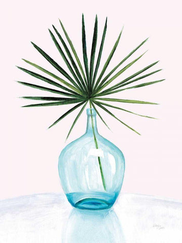 Statement Palms I v2 White Modern Wood Framed Art Print with Double Matting by Wellington Studio