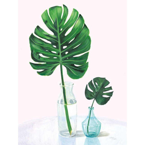 Statement Palms II v2 White Modern Wood Framed Art Print by Wellington Studio