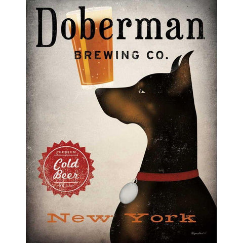 Doberman Brewing Company NY Black Modern Wood Framed Art Print with Double Matting by Fowler, Ryan