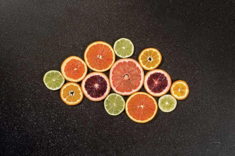 Citrus Drama I White Modern Wood Framed Art Print with Double Matting by Bradley, Felicity