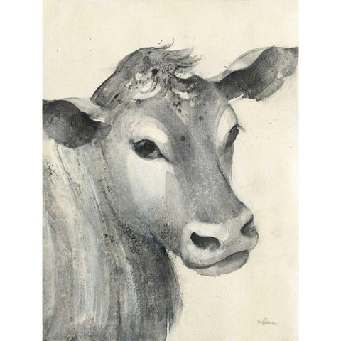 Moo Black Modern Wood Framed Art Print with Double Matting by Hristova, Albena