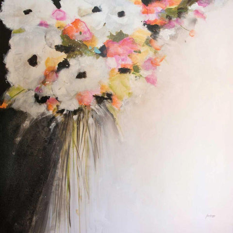 Saturdays Flowers White Modern Wood Framed Art Print with Double Matting by Griggs, Jan