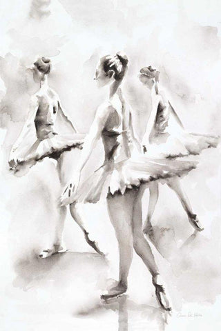 Three Ballerinas White Modern Wood Framed Art Print with Double Matting by Valle, Aimee Del