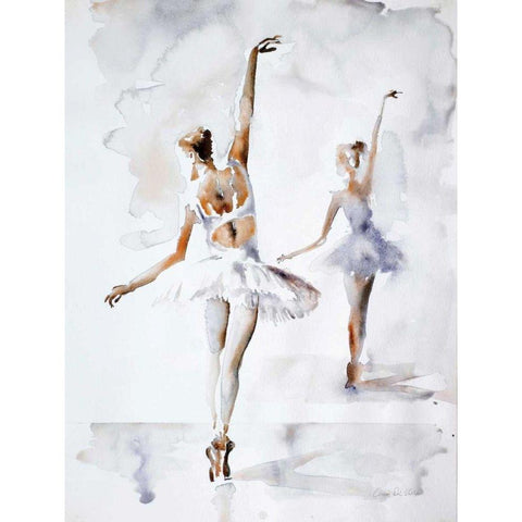 Ballerina In Blue White Modern Wood Framed Art Print by Valle, Aimee Del