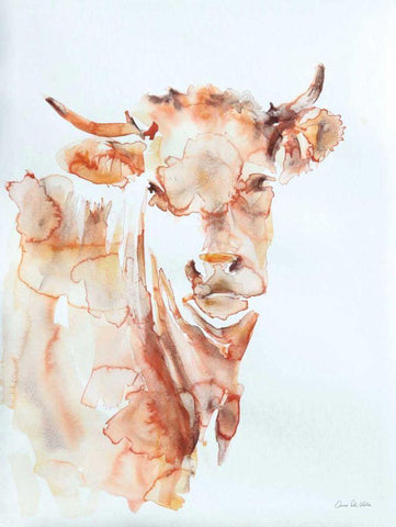 Village Cow White Modern Wood Framed Art Print with Double Matting by Valle, Aimee Del