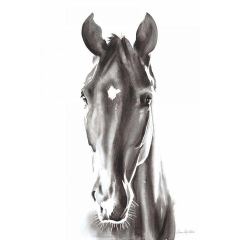 Le Cheval Noir White Modern Wood Framed Art Print by Valle, Aimee Del