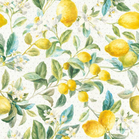 Floursack Lemon Pattern IA White Modern Wood Framed Art Print by Nai, Danhui